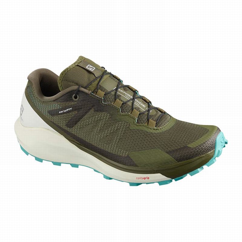 Salomon Singapore Womens Running Shoes - SENSE RIDE 3 W Olive | 73629-ZLWJ